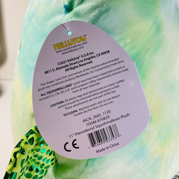 Squishmallow Fletcher Pterodactyl 11" Plush Dinosaur Green Stuffed Animal Pillow - Picture 7 of 8